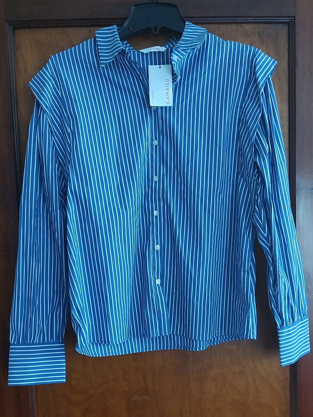 Arca Navy and White Vertical Stripe Dress Shirt